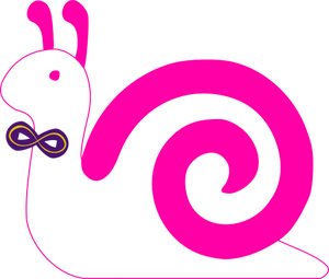 A white snail with hot pit shell and a violet bowtie